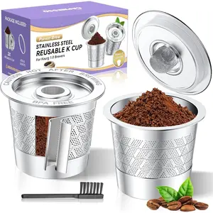 K-Cups for : Upgraded Dual-Mesh  Coffee Pods for Richer Coffee NO Grit - Universal Stainless Steel Coffee Filter for  1.0 Coffee Maker,  (2 Pack)