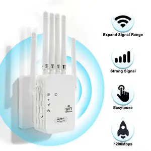 WiFi Extender Signal Booster for Home,Wireless Internet Repeater with 6 External Antennas,WiFi Range Extender,Covers Up to 5000 Sq.ft & Supports 100 Devices