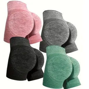 4pcs Women'S Butt Lifting Shapewear Shorts - Yoga Pants with Tummy Control, Medium Support, Solid Color Gym Workout Shorts for Fitness & Outdoor Activities, Workout Shorts, Tummycontrol Design