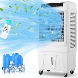 3000 CFM Evaporative Swamp Cooler, Portable Air Cooler with Remote Control, 4 Ice Packs, 3 Wind Speeds & Modes, 12H Timer, 10.3 Gal Water Tank, Indoor Outdoor Quiet Evaporative Cooling Fan