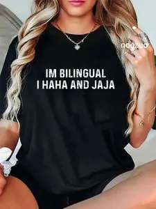100% Cotton Unisex Im Bilingual I Haha And Jaja Funny Spanish Spanglish T-Shirt