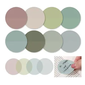 Transparent Sticky Notes, Sticky Notes Set, 8 Colors Morandi Cute Round Transparent Labels, Self-Adhesive Semi-Transparent Page Markers, Bookmark, Bible Diary Accessories, Self Adhesive Stickers