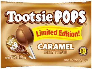 Tootsie Pops Limited Edition Individually Wrapped Single Flavor Lollipops with Tootsie Roll Center, Caramel, 12.6 Ounce