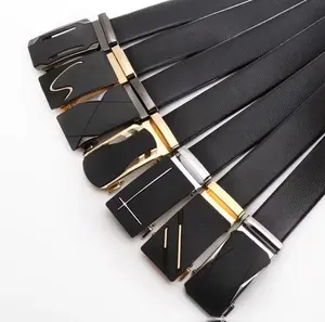 Cinturones de hombre, con hebilla metálica automáticas a la moda Adjustable Metal Buckle