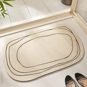 Oval Shaped Bathroom Mat, 1 Count Non-slip Water Absorbent Bathroom Rug, Easy To Clean Mat for Bathroom Toilet Doorway Office, Bathroom Drying Doormat, Non Slip Mats, Soft Absorbent Mat
