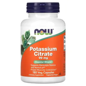 NOW Foods Potassium Citrate, 99 mg, 180 Veg Capsules
