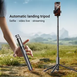 60'' Auto Pop-Up Cellphone Tripod & Selfie Stick with Remote, Compact Mobile Tripod Stabilizer, Portable Travel Stand for iPhone 12-17 & Android Accessories