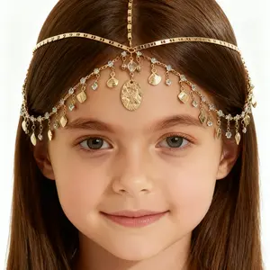 Ladies' Luxurious Bridal Head Chain, Fashionable Bohemian Hair Jewelry For Wedding Tiaras Gold Head Piece Head Pieces Jewelry, School Stuff, Jewellery For girls, Headband, Accessories