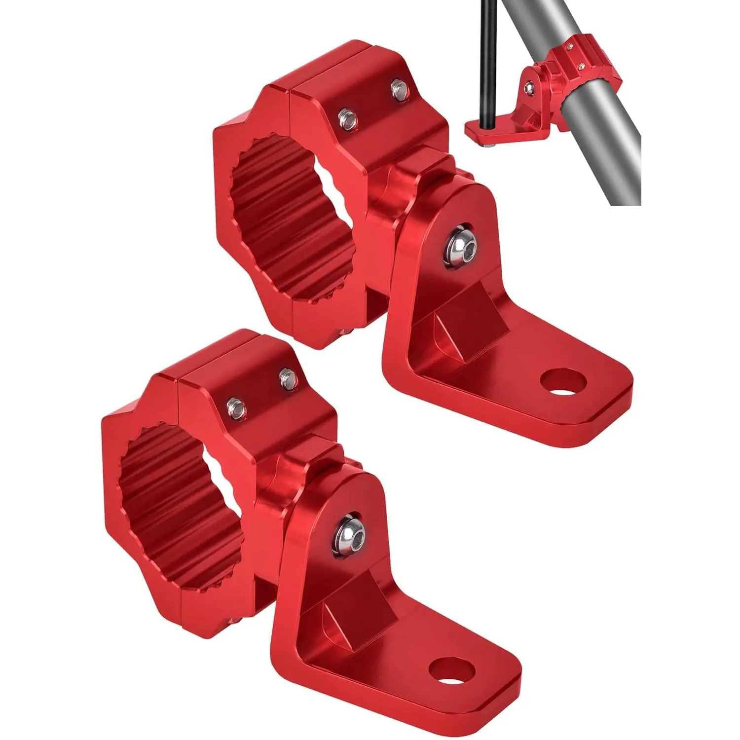 2-Pack Red UTV Flag & Light Bar Mount, 360 °   Rotating Whip Light Mount Bracket for 1.75"-2" Roll Cage, Heavy-Duty Aluminum Alloy Fit Polaris RZR, Can-Am Maverick