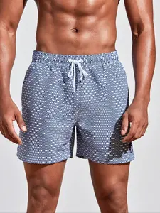 Men's Regular Fit Printed Beach Shorts, Casual Comfy Breathable Shorts for Summer, Men's Bottoms for Beach Vacation, Swimwear Shorts