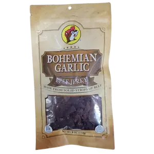 Bucees Bohemian Garlic Beef Jerky- 4oz bag of Savory Robust Flavors, Tender Strips of Protein Packed Snack with high protein