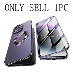 Magnetic Anti-Spy Phone Case, Privacy Protector, Dual-Sided Scratch-Resistant Glass, Strong Magnet Attachment, Metal Frame, Compatible with iPhone 17-12