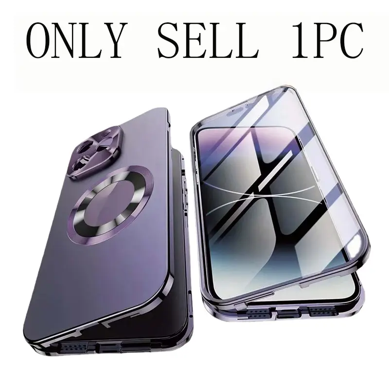 Magnetic Anti-Spy Phone Case, Privacy Protector, Dual-Sided Scratch-Resistant Glass, Strong Magnet Attachment, Metal Frame, Compatible with iPhone 17-12