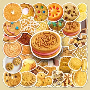 Cookie Pattern Sticker, 50pcs/set Self Adhesive Decorative Stickers, DIY Decals for Water Bottle, Laptop, Phone Case, Scrapbooking, Journal Making
