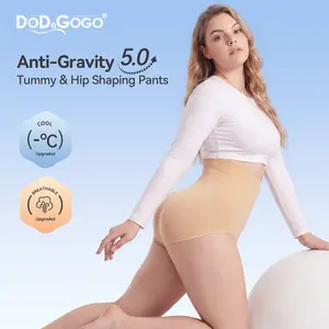 DODOGOGO Women's Seamless High Waist Shapewear Panties, Tummy Control & Butt Lifter, Stretchy Skin-Friendly Fabric with Anti-Slip Support Bones, Slimming Body Shaper for Summer