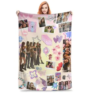 Singer Group Katseye Flannel Blanket Super Warm Korean Style Gnarly Throw Blanket Funny Bedspread Perfect For Bed Sofa Living Room Travel