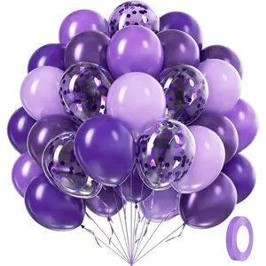 60pcs Purple Balloons 12inch with Metallic Pastel Dark Purple Confetti Balloons for Purple Birthday Wedding  Party Decorations