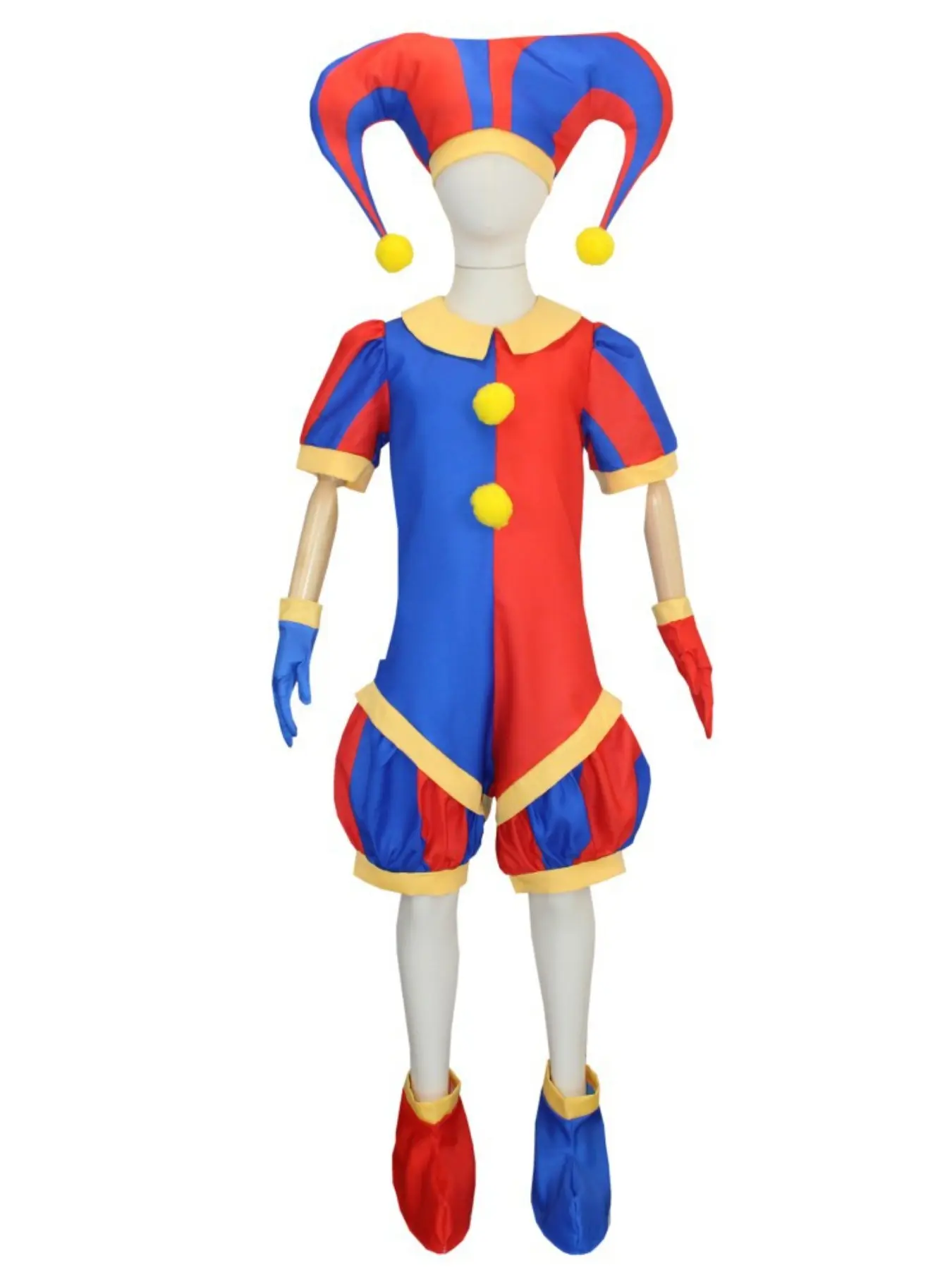Anime Circus Party Cosplay Jester Costume, Slim-Fitting Striped Suit, Role-Playing, All Seasons Wear, Character Dress-Up Gear