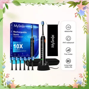 MySmile Elite Rechargeable Sonic Electric Toothbrush for Adults - TikTok Shop Exclusive, Oral Cleansing, 6 Brush Heads, 5 Modes, Timer, Waterproof, Storage Travel Case, Handle, Free Gift