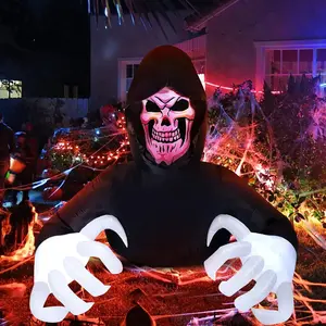 8 Feet Long Halloween Inflatable Reaper Decoration, Perfect for Outdoor Yard, Garden, Lawn, Indoor Decor, Festive Atmosphere
