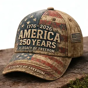 Patriotic 250Th Anniversary Baseball Cap, Vintage Faded Flag 3D Printed Low Profile Dad Hat, Adjustable Sun Hat, Red White Blue July 4Th Accessory