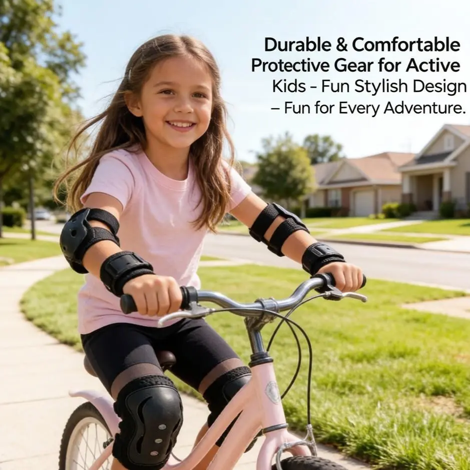 BAT DASH 6pcs Kids Protective Gear Set, Knee & Elbow Pads with Wrist Guards for 3-10 Years, Impact Resistant Gear for Skateboard, Cycling, Scooter, Skating - CPSIA Certified, Anti-Injury Protective Gear, Pad Protective Gear