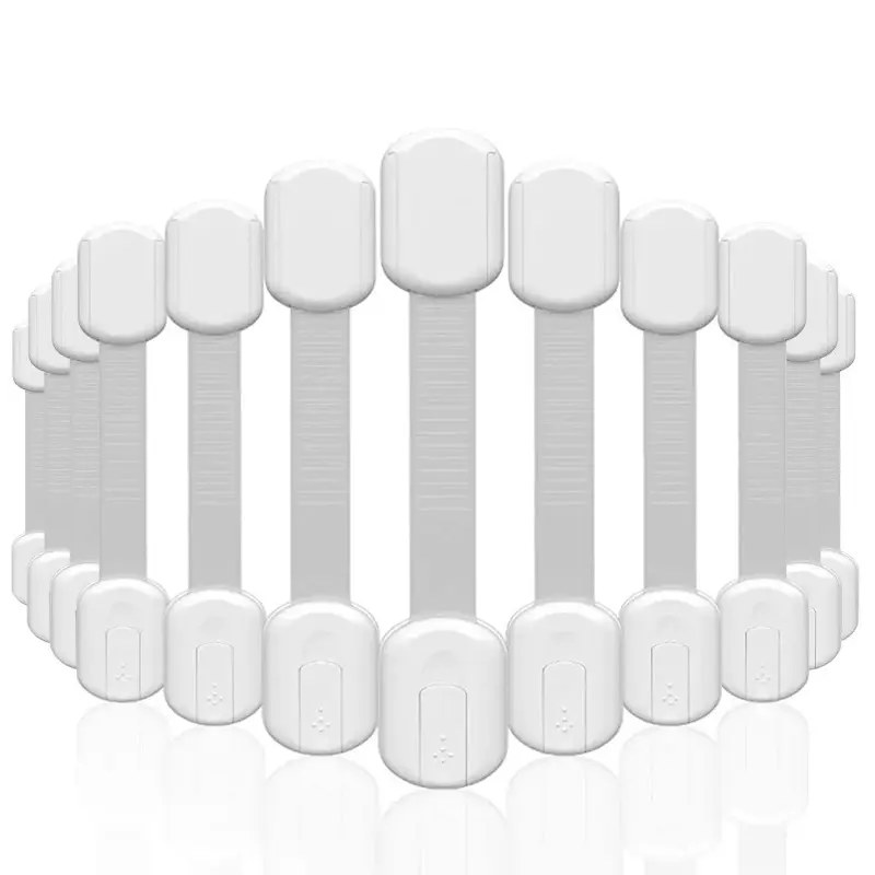 Multi-Use Adhesive Straps Locks - Baby Proofing Cabinet Latches for Drawers, Fridge, Dishwasher, Toilet Seat, Oven,Trash Can, No Drilling