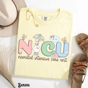 NICU Nurse Shirt, Comfort Colors, Neonatal Intensive Care Unit Tee, RN, Doctor, Crew, Cute Goose, Flowers, Graduation, Appreciation, Gift
