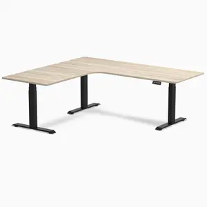 Desky L-Shape Curved Laminate Sit Stand Desk