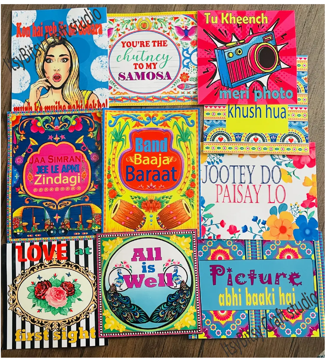 Bollywood party photo booth props, Bollywood party props, Desi wedding props, Indian style props, Mehndi props, Fun party props, Haldi props - Set of 5