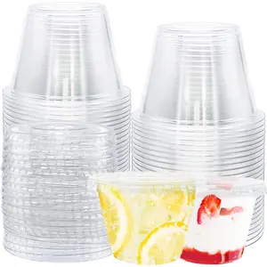 50 Pack Clear Cups with Lids,6 oz Plastic Disposable Cups with Flat Lids(No Hole), PET Dessert Party Cups for Smoothy's,Ice Cream,Fruits,Snack,Cold Drinks