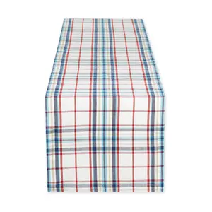 Design Imports 14" x 108" Lighthouse Plaid Table Runner