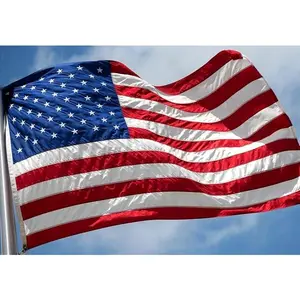American Flag 3x5 FT Outdoor - USA Heavy duty Nylon US Flags with Embroidered Stars, Sewn Stripes and Brass Grommets Banners Gift