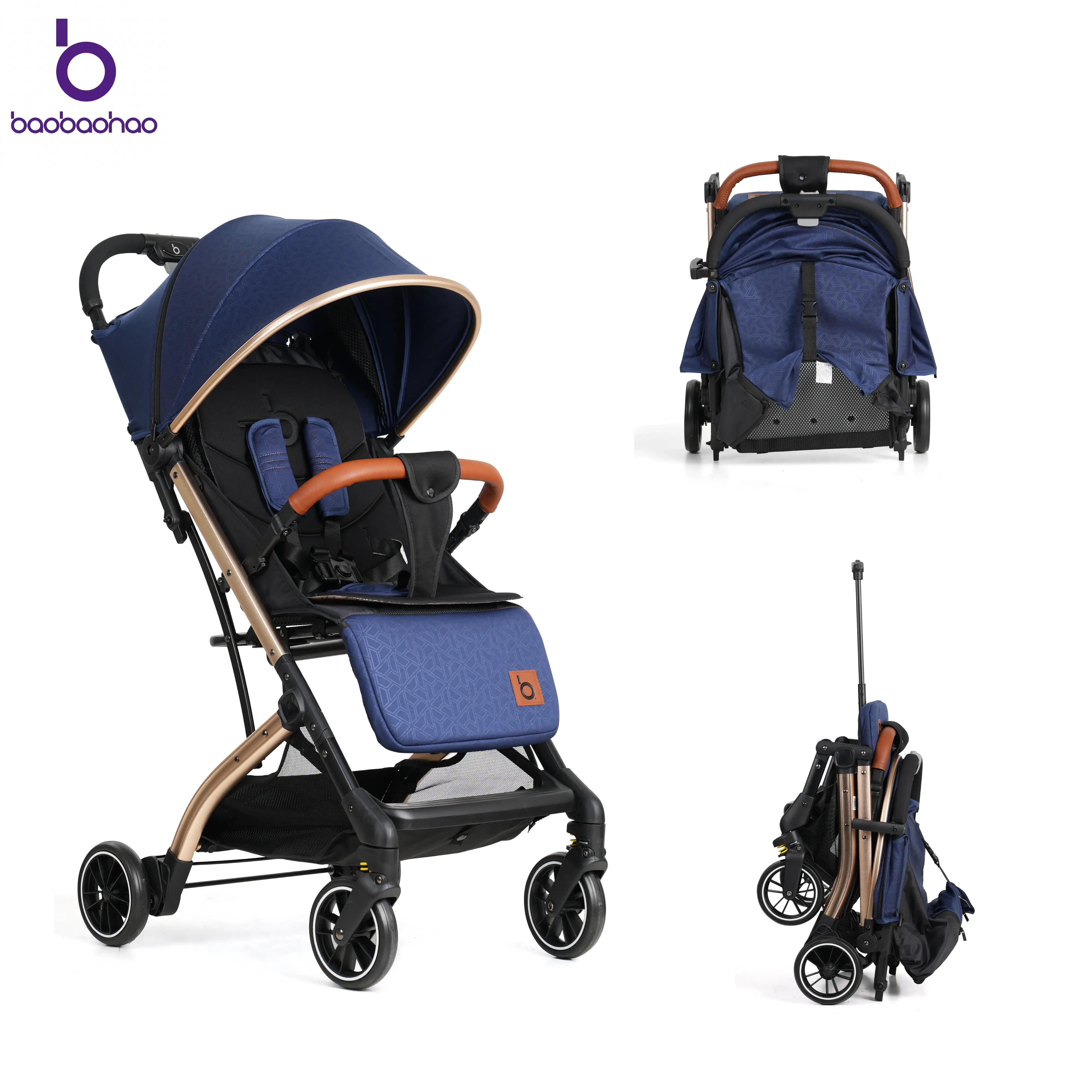 baobaohao QZ1 Unisex Portable Folding Travel Stroller for Infants, All-Season Pram with Windproof Canopy, Smooth EVA Wheels, 1-Hand Fold & Lie-Flat Recline, Mesh, Storage, Lightweight Stroller, Adjustable, Breathable, Traveling Stroller