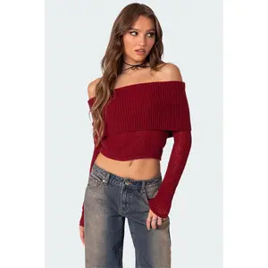 Lili fold over knit top