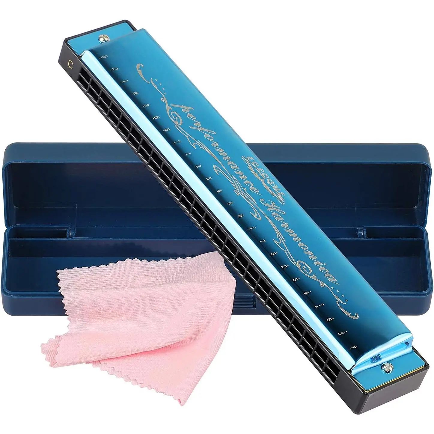 Harmonica Mouthorgan Harp Armonica 24 Hole Polyphony Diatonic Mouth Organ Key of C with Case for Blues Folk Jazz Pop  Instrument