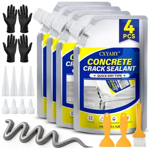 Concrete Crack Filler, High Elasticity Self Leveling Cement for Concrete, Fast Drying, Repairs Cracks in Driveways, Patios, Sidewalks, Indoor and - Grey (4pcs)