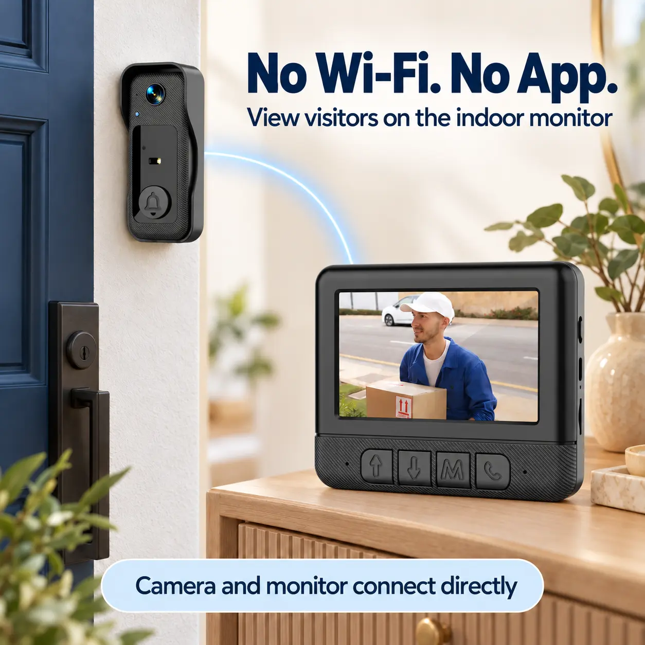 X6 Video Doorbell Camera and Indoor Screen, Button Intercom, Black, 1 Set