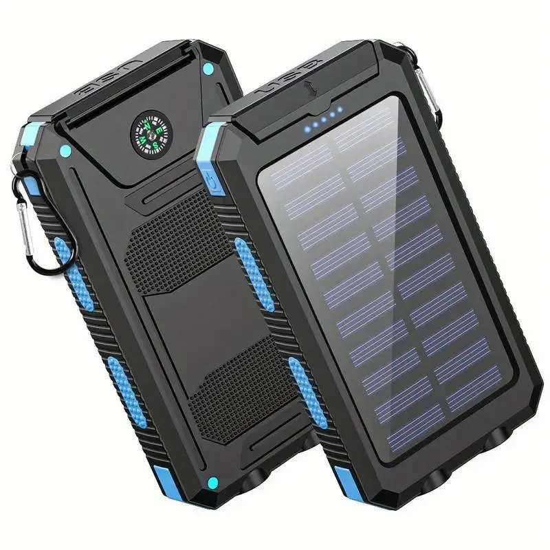 20000mAh Solar Charger Power Bank,Built-in USB-A Type-C Micro USB Ports Fast Charging,Flashlight,Carabiner,Outdoor Portable Emergency power bank portable charger iphone Compact Water Proof Chargeable, Accessories, Mobile, Travel Battery Pack, High Capacit