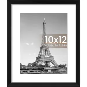 10x12 Picture Frame, Display Pictures 7x9 with Mat or 10 x 12 Without, Wall Hanging Photo Frames, Black, 1 Pack,Suitable for Living Room Decor Decoration