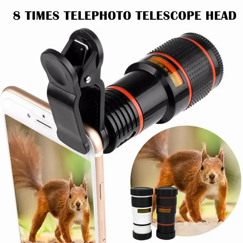 Mobile Telescope Portable Travel Telescope 8x High-Power Telescopic Monocular Mini Portable Focusing Binocular with Clip Cover Cleaning Cloth for Bird Watching, Hunting, Camping, Hiking