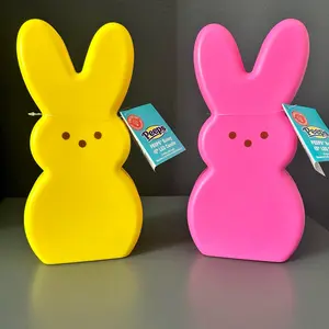 2 Set New 10” Peep Bunny Easter Decor Yellow Pink LED Battery Candles