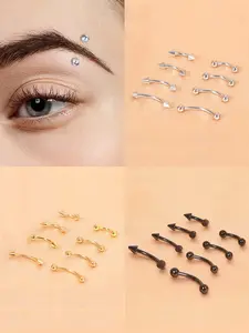 8Pcs Eyebrow Piercing Jewelry Curved Barbell Tiny Eyebrow Ring Labret Lip Jewelry Side Labret Jewelry Ear Rook Navel Small Belly Button Ring 16g Septum Tusk Jewelry Nose Ring Jewelry