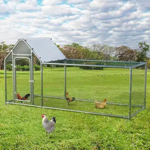 LEMBERI Metal Large Chicken Coop, Spire Shape Walk-in Poultry Chicken Hen cage, Rabbits Duck Cages with Waterproof and Anti-Ultraviolet Cover for Outside,Backyard and Farm