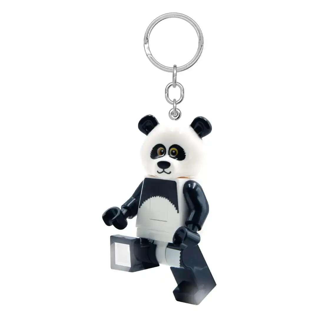 LEGO Minifigures Panda Guy Posable Figure LED Light Keychain - 2 x CR2025 Cute Keychain Jewelry Fashion Accessory, Cute Keychains