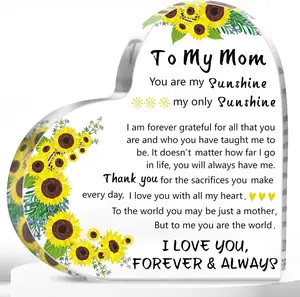 Mothers Day Mom Gifts for Mom from Daughter Son, 5.9×5.9 inch Delicate Heart Plaque, Birthday Sign Present Idea