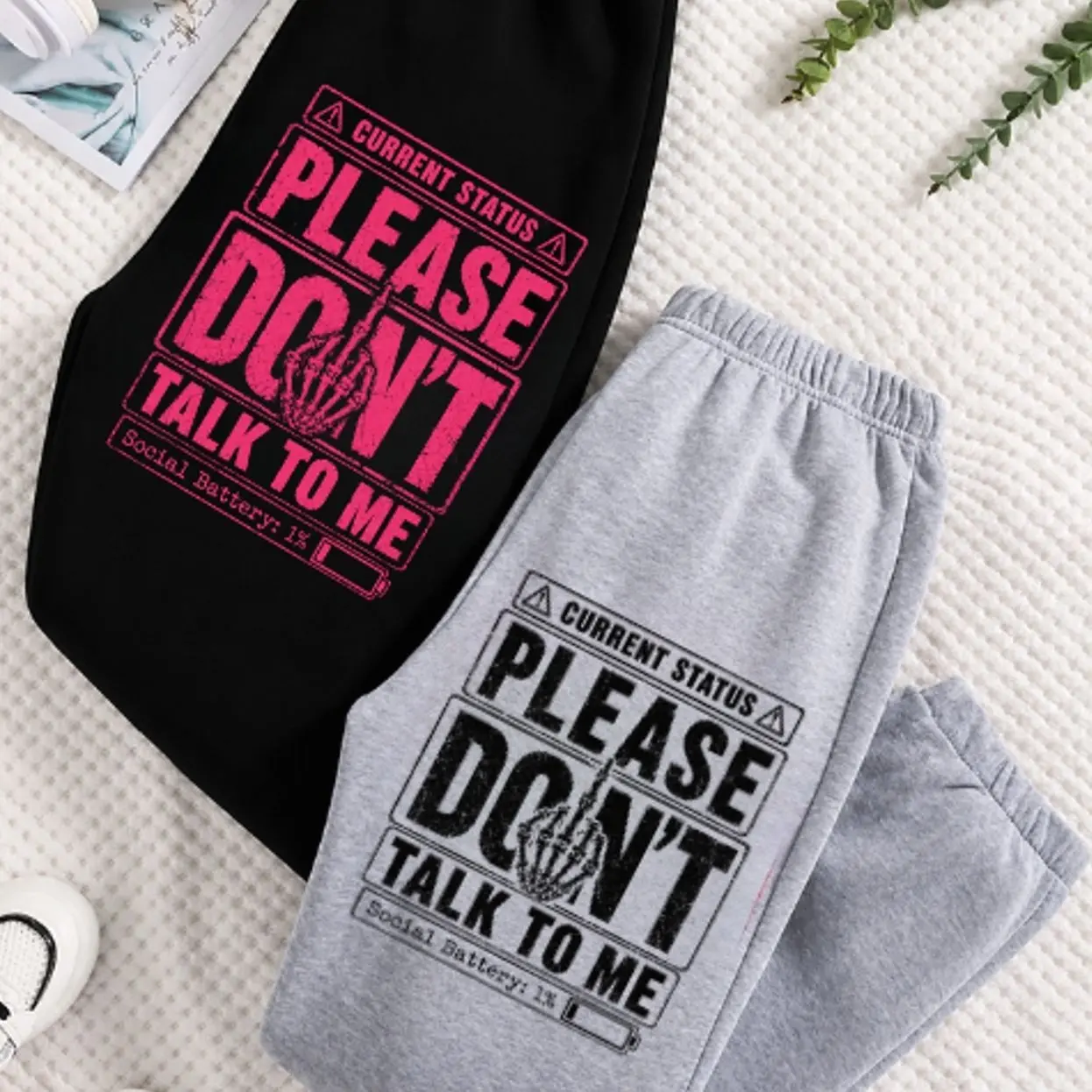 Current Status Please Don't Talk To Me Graphic Sweatpants, Unisex Oversized Joggers, Soft Cotton Blend Fleece, Relaxed Fit, Funny Introvert Streetwear, Comfortable Lounge Pants for Everyday Wear, Gift For Him, Gift For Her, Gym and Travel, Trending 2026 P