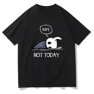 Nope Not Today T Shirts Hollow Knight Men/Women Clothing Harajuku Aesthetic Tops Cotton Tshirt Vintage Unisex Streetwear