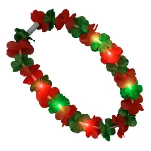 Blinkee Light Up Hawaiian Flower Christmas Lei Necklace, Red & Green