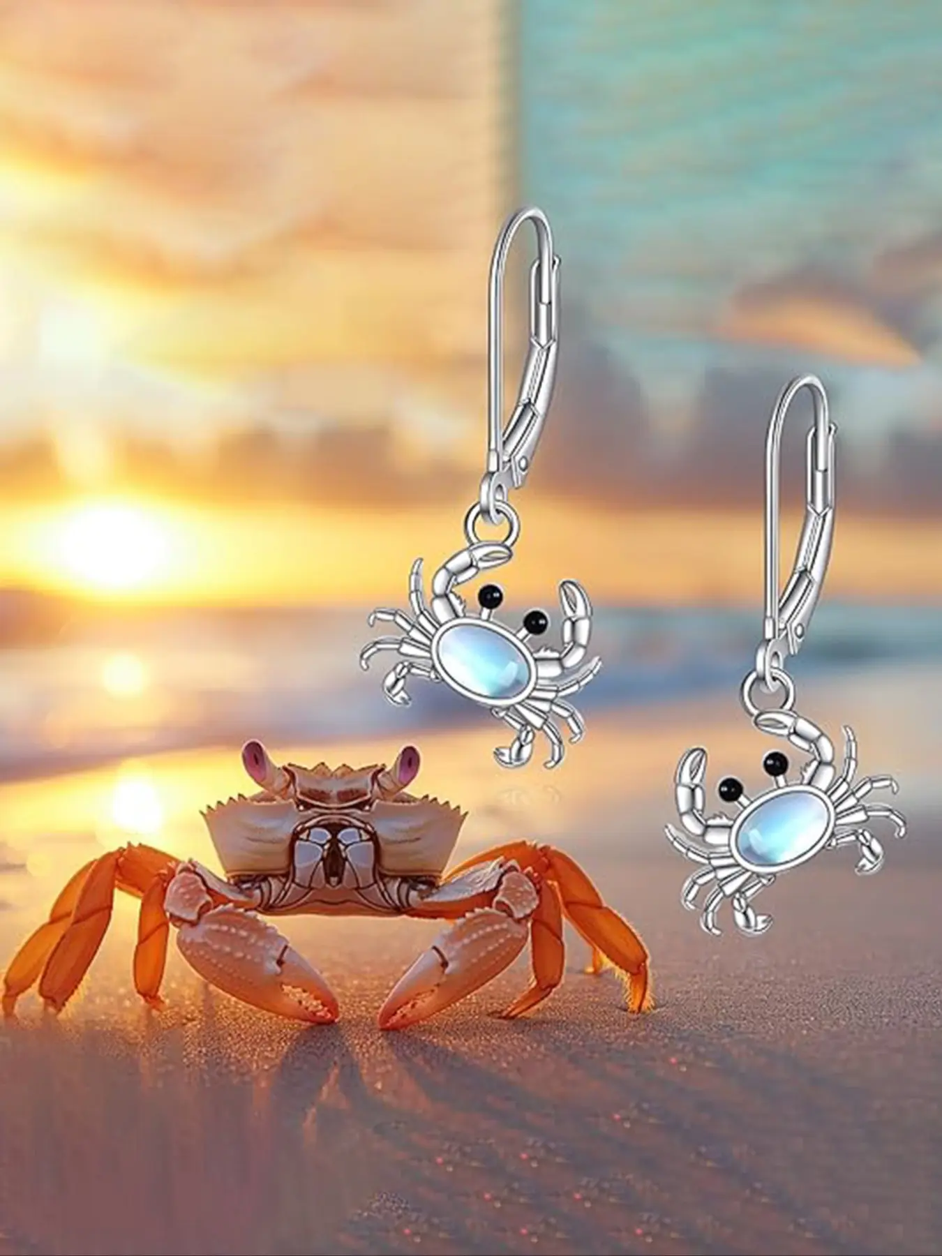 S925 Silver Crab Earrings, Statement Earrings, Fashion Earring, Unique Crab Design, Ocean Jewelry, Beach Vacation Essential, Lightweight Wear, Perfect Gift for Girlfriend/mother Birthday, Comes with Box
